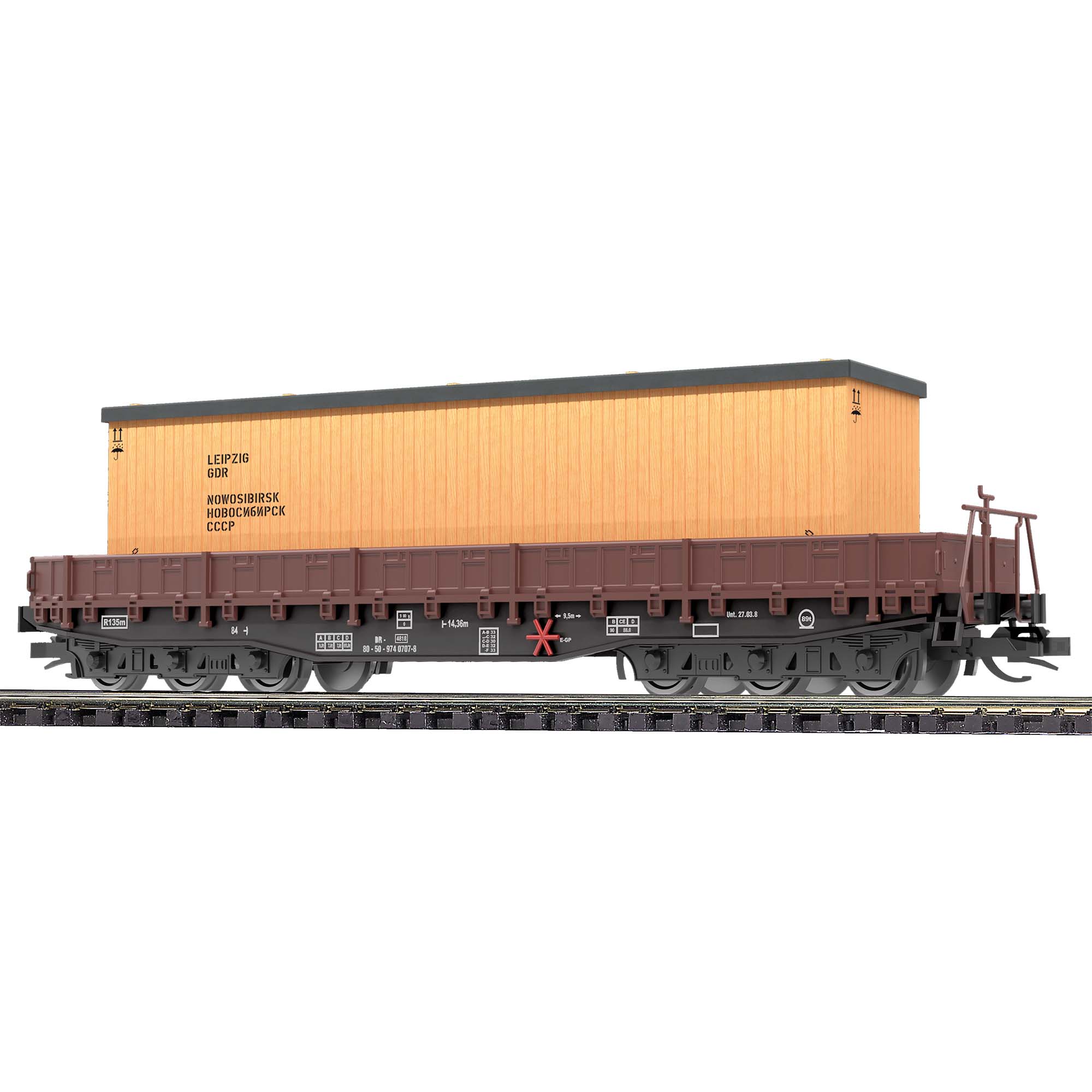 Flachwagen Samm 4818 mit Überseekiste