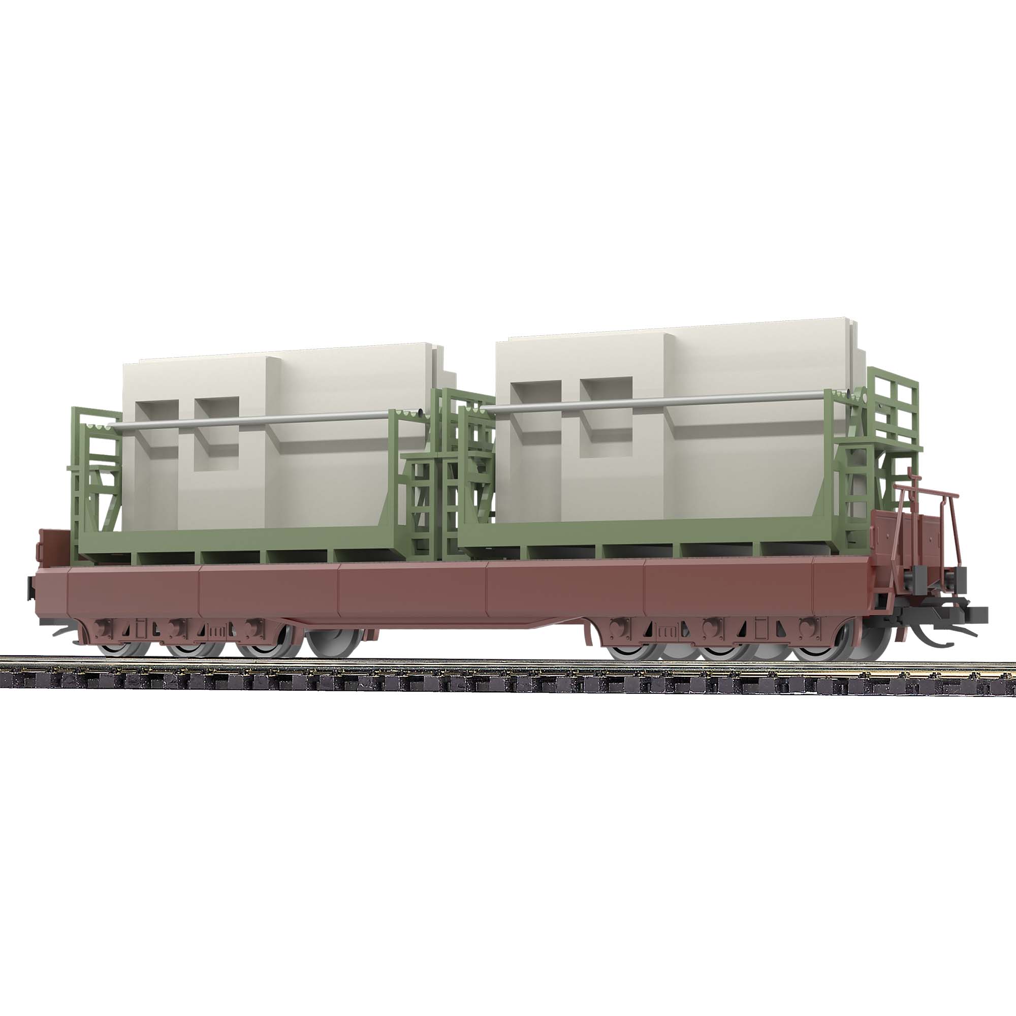 Flachwagen Samm 4818 mit Transportgestellen